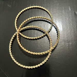 Elegant Gold-Tone Twisted Bangles